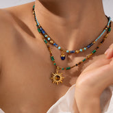 Sunflower Necklace |  Tiger’s Eye & Lapis Lazuli For Protection & Inner Peace - Auratract